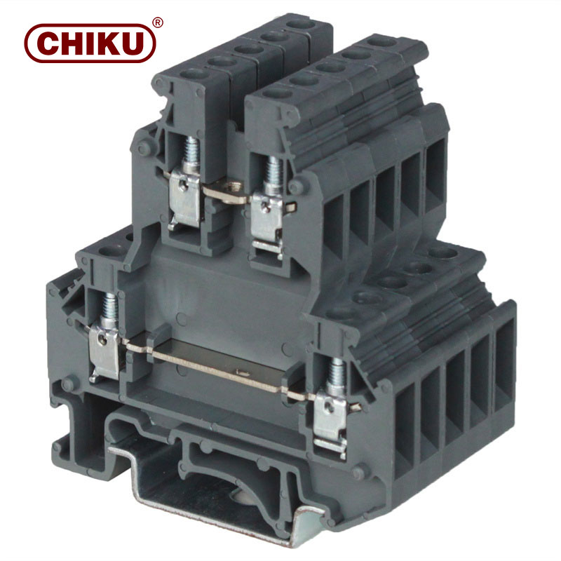 Bloco de terminais econ&ocirc;mico de trilho Din de camada dupla multicontato RTB 4-L/LB